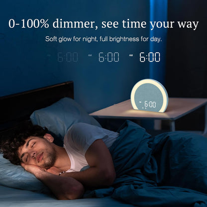 ANJANK Extra Loud Alarm Clock with Wireless Bed Shaker, Vibrating Dual Alarm with Light Wake Up for Heavy Sleepers & Hearing Impaired, 9-Color Night Light, 8 Sounds, 0-100% Dimmer, USB Charger