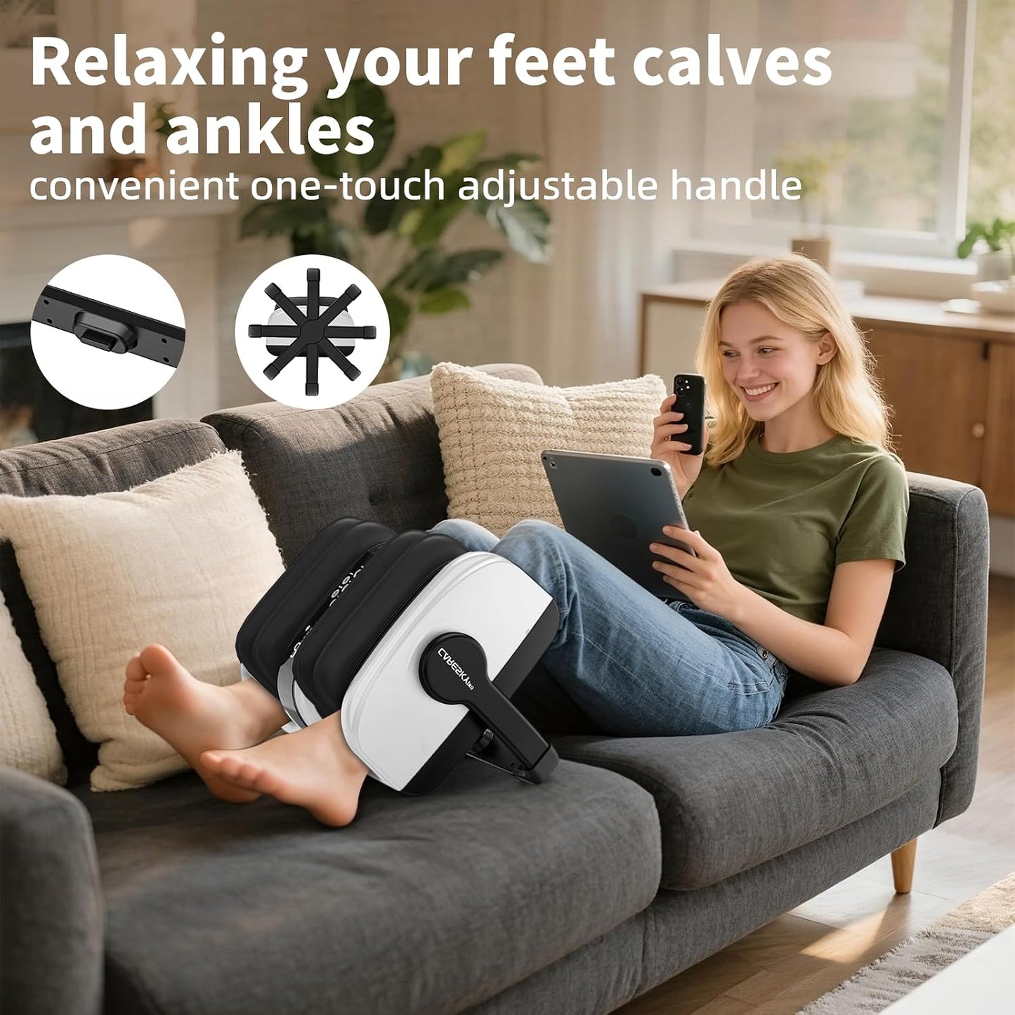 Shiatsu Foot Massager with Heat, Deep Kneading Foot Massager for Plantar Fasciitis, Neuropathy, Circulation and Pain Relief, Foot and Calf Massage at Home/Office