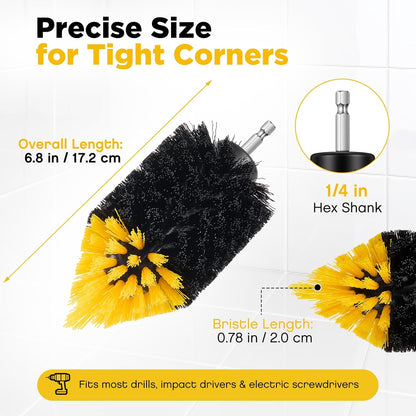 10 Pack Tile Corner Drill Brush Heads Bulk, 1/4 Inch Hex Shank Nylon Drill Brush Attachments for Grout Shower Door Tracks Bathroom Kitchen Bathtub Sink Tiles Corner Cleaning
