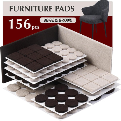 Felt Furniture Pads - 156pcs Black - Chair Leg Floor Protectors - Felt Pads | Furniture Sliders for Hardwood Floors, Chair Foot Pads, Furniture Legs, Felt Pads for Chairs, Floor Protectors for Furniture