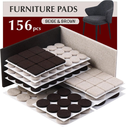 Felt Furniture Pads - 156pcs Black - Chair Leg Floor Protectors - Felt Pads | Furniture Sliders for Hardwood Floors, Chair Foot Pads, Furniture Legs, Felt Pads for Chairs, Floor Protectors for Furniture