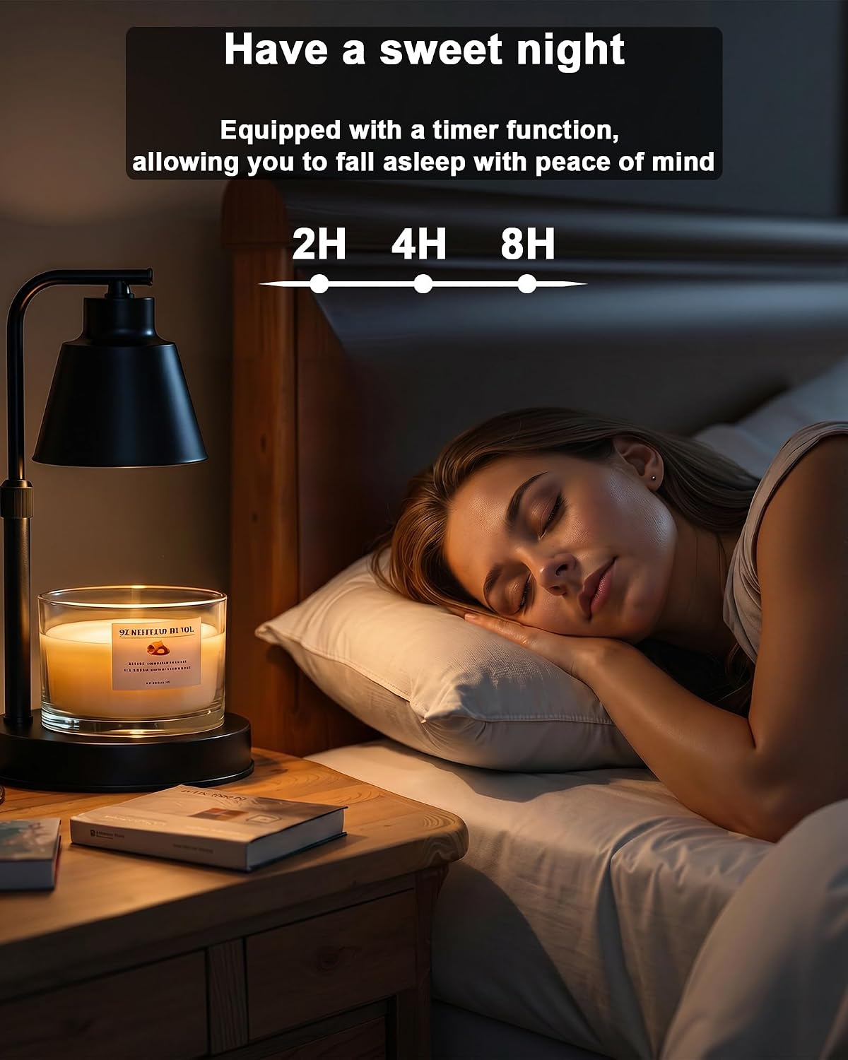 Candle Warmer Lamp with Timer, Dimmable, Adjustable Height, Black