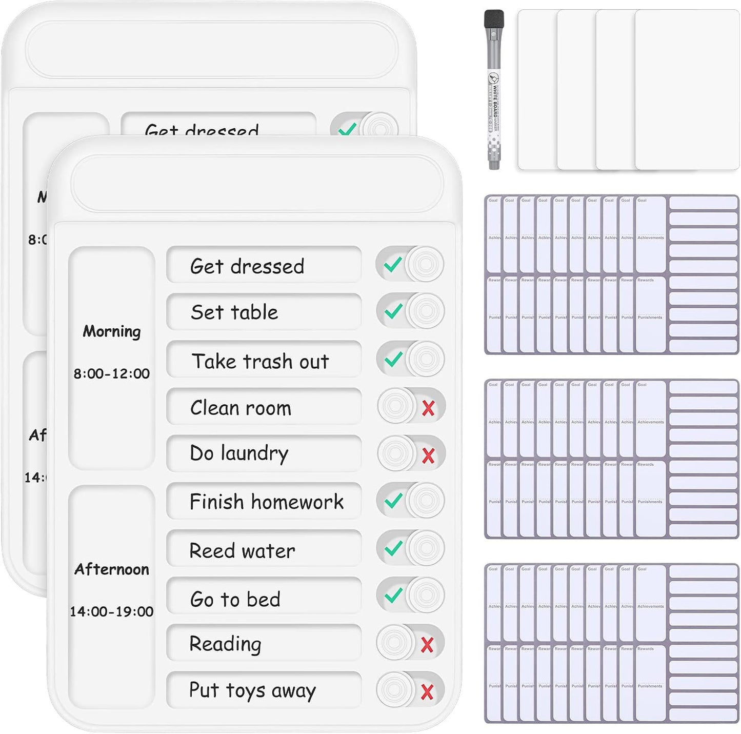 Dry Erase Chore Chart for Kids to Do List Magnetic Checklist Board Reusable RV Daily Routine Schedule Planning Boards with Blank Checklist Cardstock for Habit Tracker or Daily and Weekly Planner