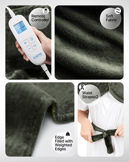 RENPHO Electric Heating Pad - 6 Heat Levels for Neck Shoulder and Back, Birthday Gifts for Women Men Mom Dad, Weighted Pad for Snug Fit, ETL Safety Certified, FSA Eligible, 24"x33" Gray