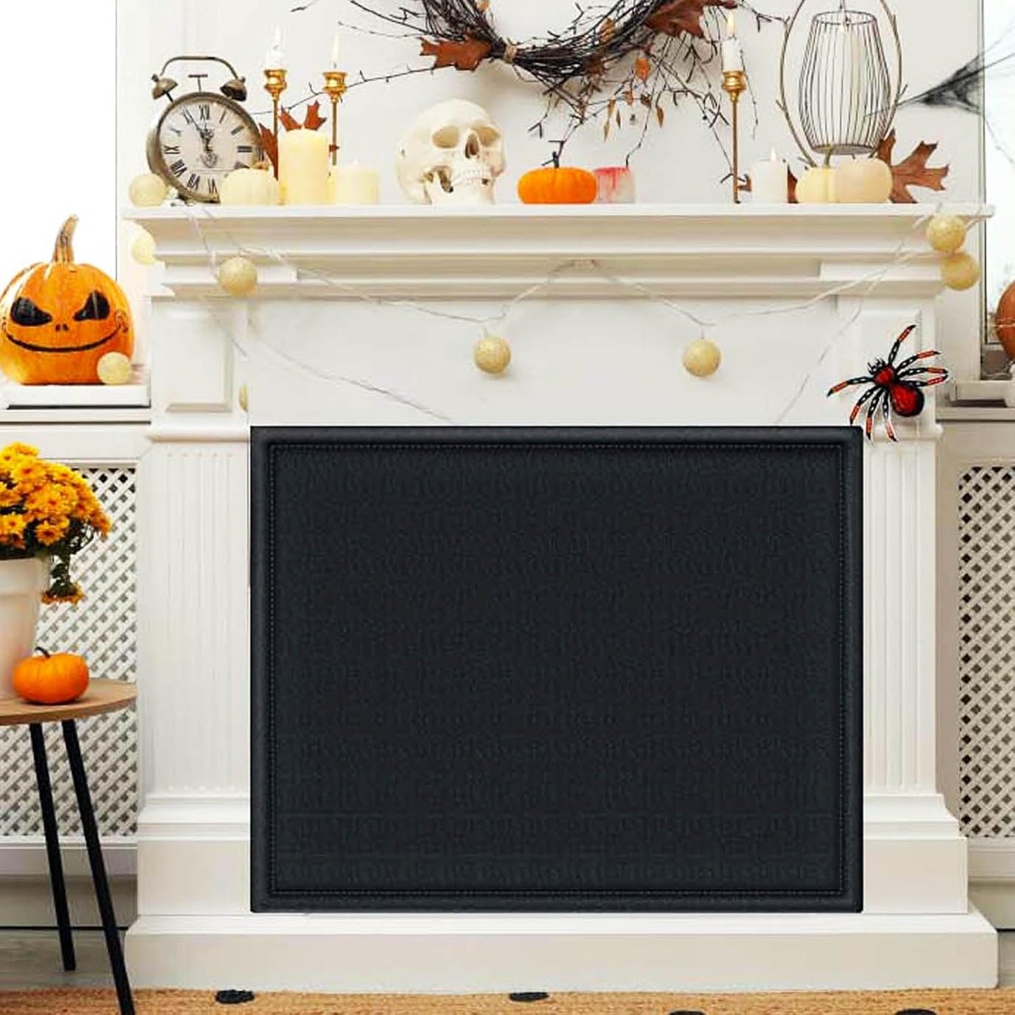 Magnetic Fireplace Draft Cover, Fireplace Blocker Blanket Stops Heat Loss, Adjustable Fireplace Draft Stopper Save Energy for Indoor Iron Frame Black 42" W x 36" H
