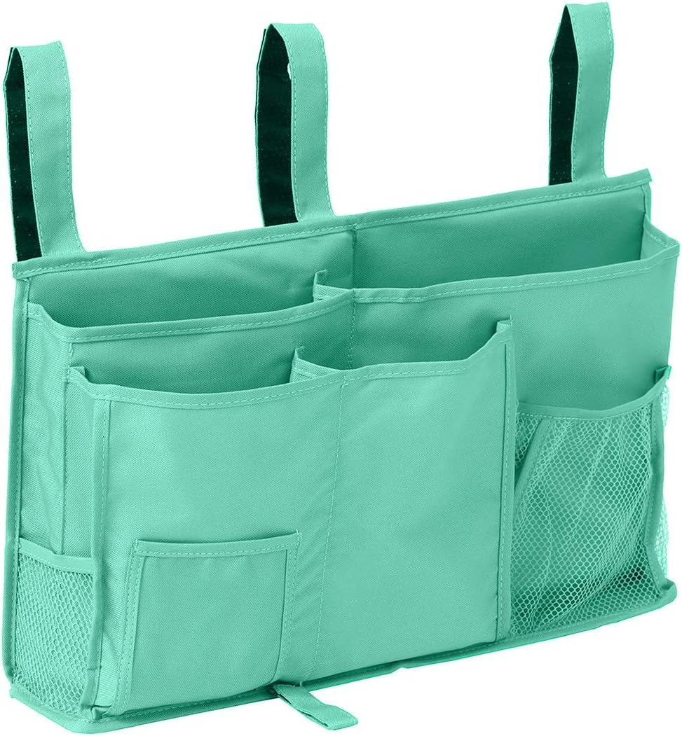Createy Bedside Caddy Hanging Organizer Storage Bag Pocket for Bunk and Hospital Beds, College Dorm Rooms, Baby Bed Rails, Camp - 4 Pockets and 2 Hooks