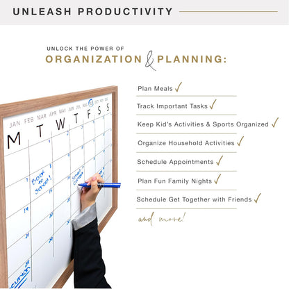 MCS Dry Erase Weekly Meal Planner Black Framed Calander Whiteboard, 11x24 | Dry Erase Weekly Meal Planner Black Framed Calander Whiteboard Frame, 11x24 Inch