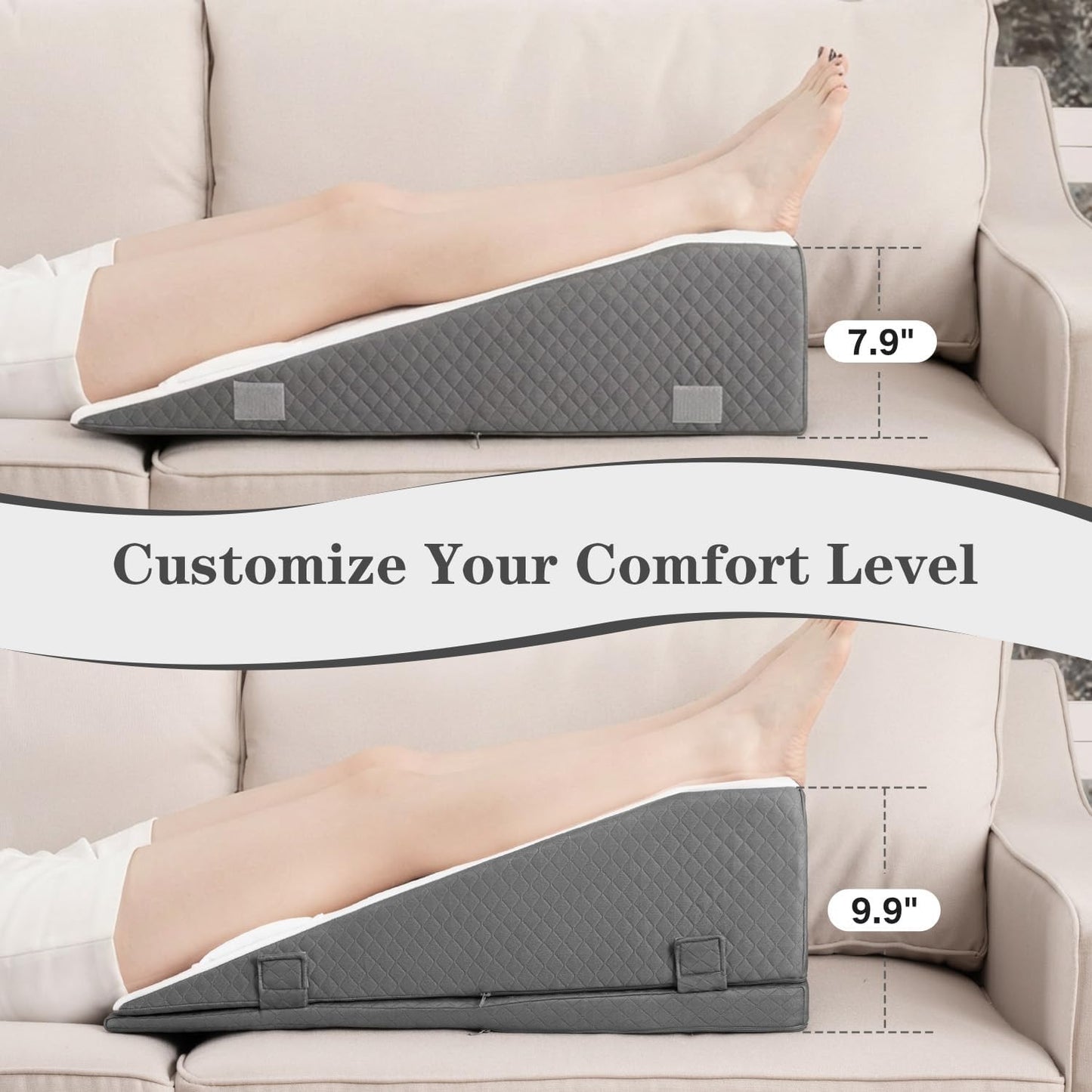 Hapiclody Leg Elevation Pillow for After Surgery – Adjustable Height Knee Surgery Recovery Leg Support Pillow, Designed for Knee Replacement Recovery, Single Leg Elevating Wedge