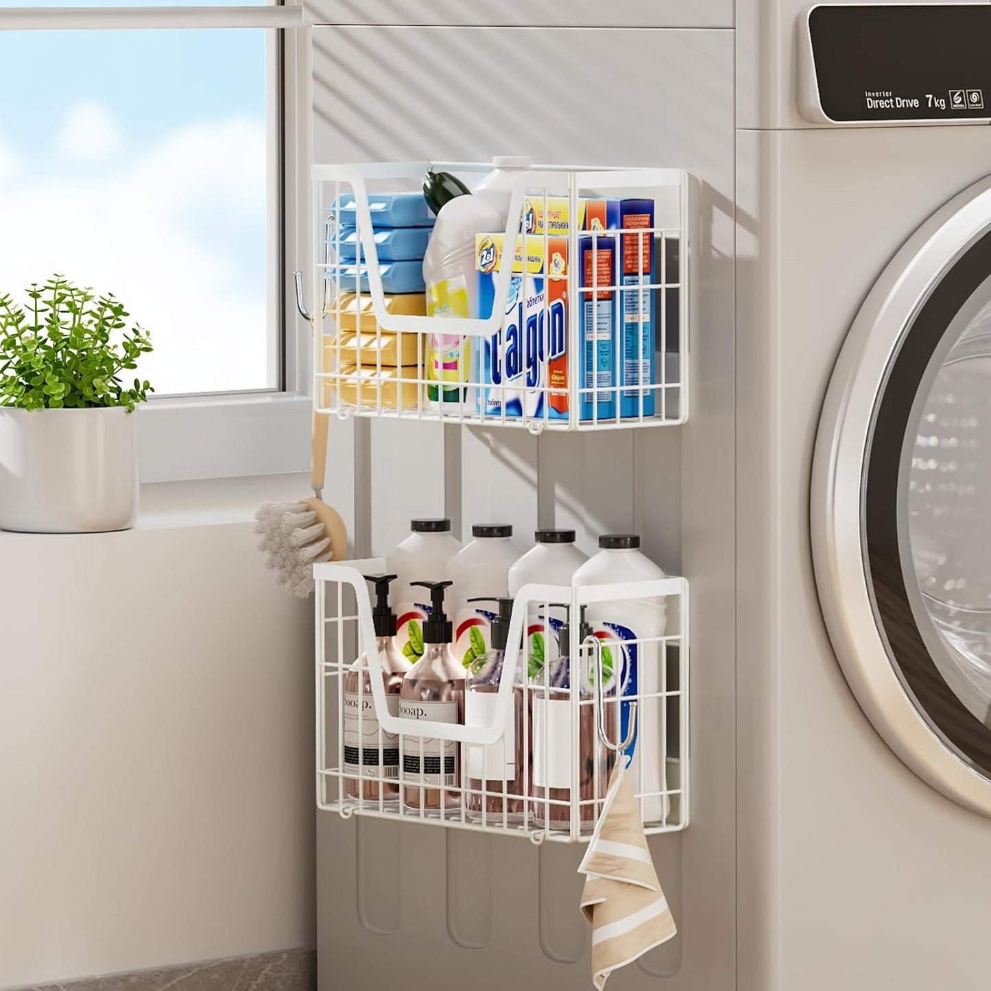 Magnetic Shelf for Fridge, Fruit Basket Magnet Shelves with 2 Hooks | Potato and Onion Storage Bins, Black Magnetic Organizer Side of Fridge Storage, Magnetic Spice Rack for Refrigerator Kitchen