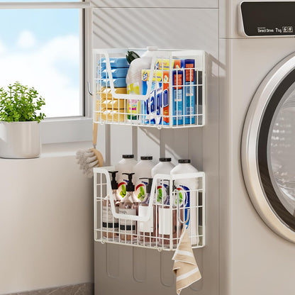 Magnetic Shelf for Fridge, Fruit Basket Magnet Shelves with 2 Hooks | Potato and Onion Storage Bins, Black Magnetic Organizer Side of Fridge Storage, Magnetic Spice Rack for Refrigerator Kitchen