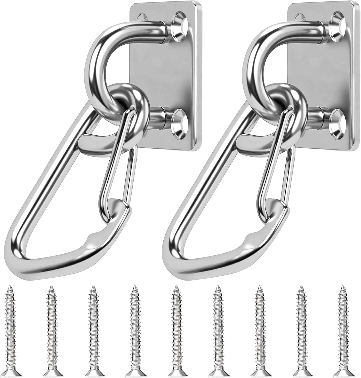 Dog Leash Holder for Wall with Tie Out Cable, 304 Stainless Steel Heavy Duty Hook with Anti-Escape Design, Indoor & Outdoor Pet Leash Anchor for Small and Medium-Sized Dogs, 1 Pack