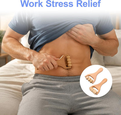 Wooden Massage Roller 2 Pcs 3 Bead 2 Gear