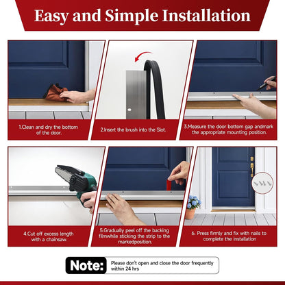 2 Pack Door Draft Stopper, Cuttable Weather Stripping Door Seal 36” Length, Strong Adhesive Aluminum Door Sweep for Exterior and Interior Doors (Silver)