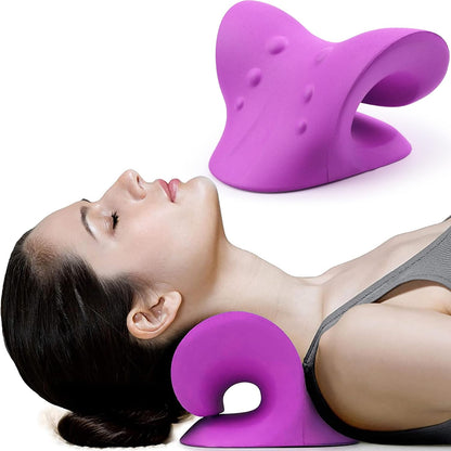 RESTCLOUD Neck and Shoulder Relaxer, Cervical Traction Device for TMJ Pain Relief and Cervical Spine Alignment, Chiropractic Pillow, Neck Stretcher (Dark Blue)