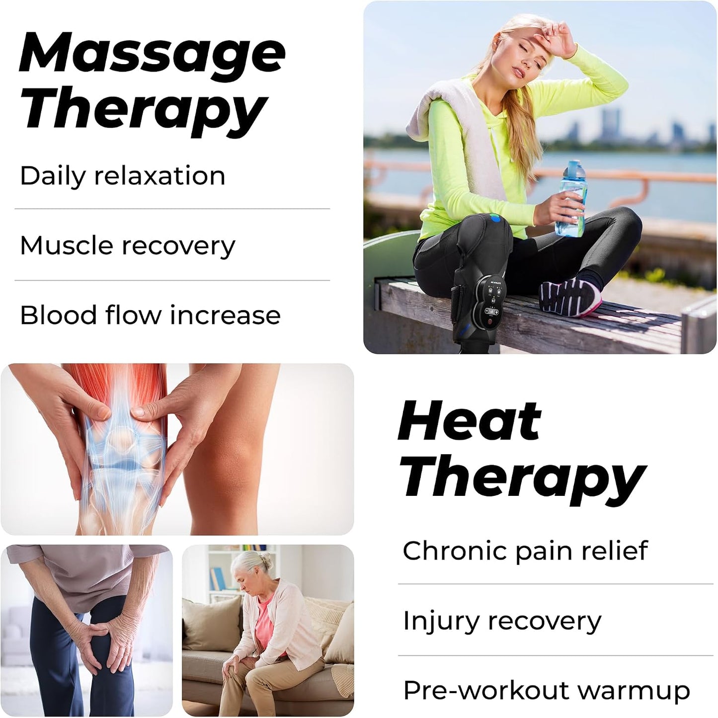 Xpress Knee Massager for Pain Relief | Leg Massager with Heat & Compression