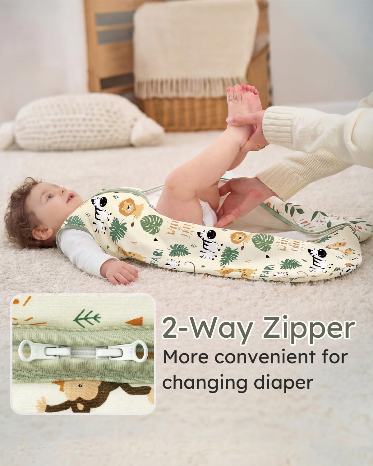 Yoofoss Baby Sleep Sack 0-6 Months Wearable Blanket for Babies 100% Organic Cotton 2-Way Zipper TOG 0.5 Toddler Sleeping Sack 3 Pack, Sleep Sacks