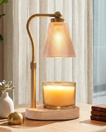 Candle Warmer Lamp with Timer, Dimmable, Adjustable Height, Oval | 2 bulbs included, no flame needed, 1-year warranty, farmhouse or modern decor, for bedroom, kitchen, living room, gifting