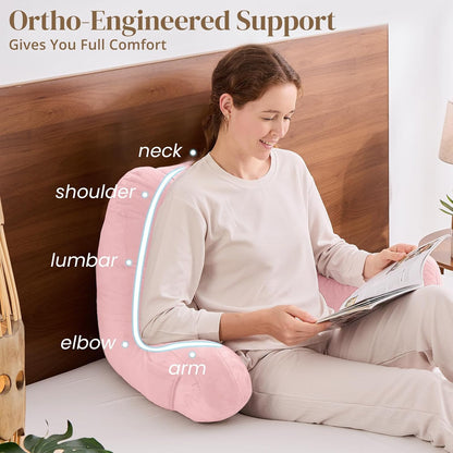 Sasttie Reading Pillows for Sitting in Bed Adult, Back Pillow Bed Sitting Up, Back-Rest Support Cushion for Sit Up on Couch, Sofa, and Floor, Dorm Essentials, Oeko-Tex Certified, Dark Grey