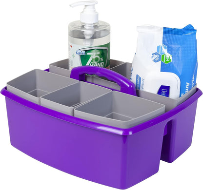 Storex 2-Compartment Large Cleaning Caddy – Multipurpose Supply Organizer with Handle - Black, 1-Pack (00973A06C)