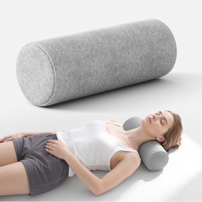 Neck Roll Pillow for Neck Pain Relief - Memory Foam Neck Support Pillow for Bed | Round Neck Pillow for Sleeping, 15.7 * 6 * 6 inch (Cool-Blue)
