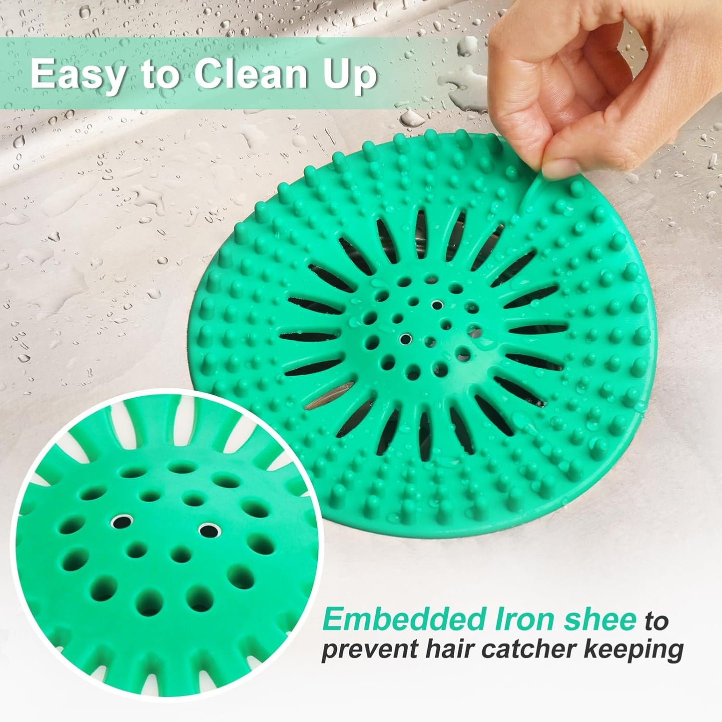 Gotega 5 Pack Sink Drain Strainer, Hair Catcher for Bathroom Tub Shower | Sink Hair Catcher Shower Drain Durable Silicone Hair Stopper Shower Drain Cover Hair Trap, Bathroom Sink Replacement