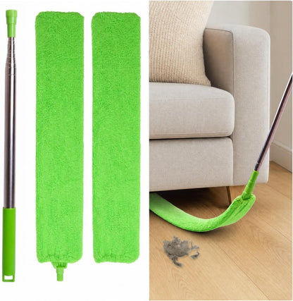 Retractable Gap Dust Cleaner Under Appliance Cleaning Tool, Flat Duster for Under Refrigerator Fridge Stove Couch Bed, Skinny Thin Duster for Tight Spaces (Green)