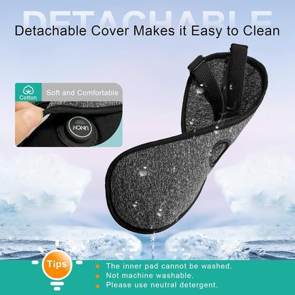 UNCN Heated Eye Mask for Dry Eyes Cordless Rechargeable 4 Temp Settings | 2500mAh cordless 4 temp settings 85-155°F 4 auto timers 20-50min off block light adjustable washable cotton cover
