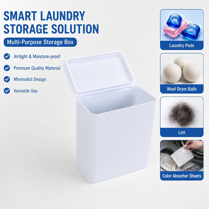 Magnetic Lint Bin with Lid for Laundry Room | Space Saving, Compact Plastic Dryer Lint Trash Can
