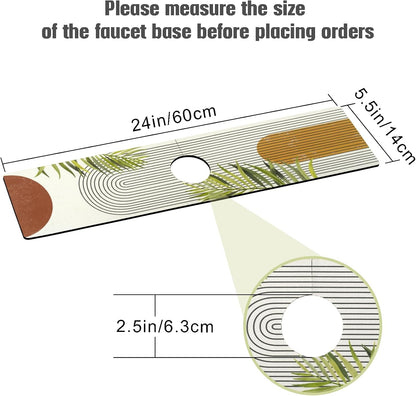 Sink Faucet Absorbing Mat, 2 Pack Drying Mat Around Faucet Sink Splash Guard Behind Faucet Sinkmat For Kitchen Bathroom Island Rv 24 * 5.5 Inch (60 * 14 cm)