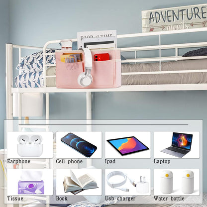 Bedside Caddy Bedside Hanging Storage Basket Bed Caddy for Headboards Bunk Dorm Rooms Crib Beds Rails Organizer (Grey)