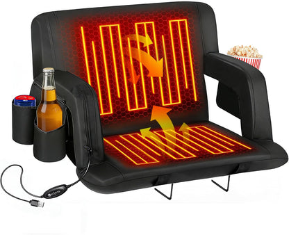 20.5"/25" Wide Stadium Seat for Bleachers w/Back Support Padded Cushion Portable Reclining Bleacher Seats Camping Stadium Chair Waterproof