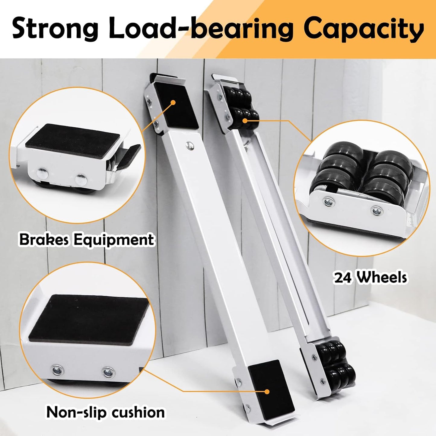 Extendable Furniture Appliances Rollers, Mover Tools for Moving, Black | 24 Roller & Brake Equipment for Heavy Washing Machine Refrigerator for Mobile Wheels Strong Base Stand Hold Up to 660 lb