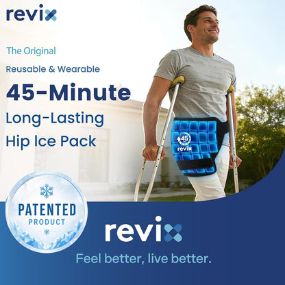 REVIX 45-Min Long-Lasting Hip Ice Pack Wrap, Extra Large Gel Ice Pack Reusable with Ice Grid Design, Cold Therapy Wrap for Hip Replacement, Sciatic Nerve & Hamstring Muscle Discomfort, 21" x 13"