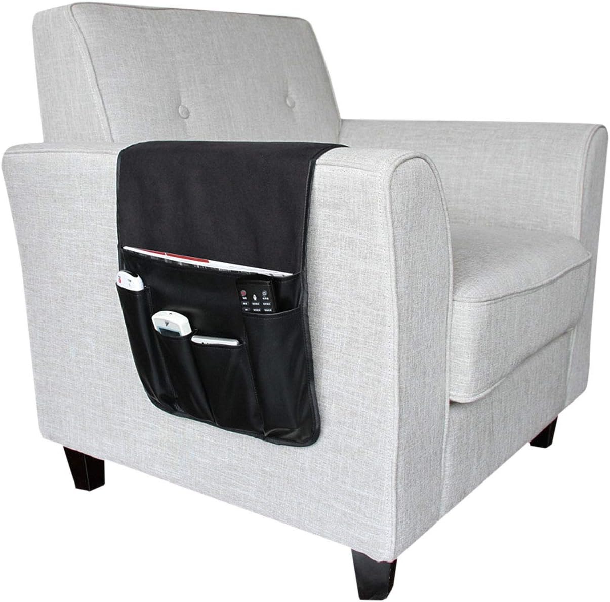Couch Sofa Armrest Organiser Arm Chair Caddy Bedside Storage Pocket with 8 Pockets TV Remote Holder Bed Storage Pocket Bag for Cellphone Tablet Notepad Book Magazines DVD Glasses