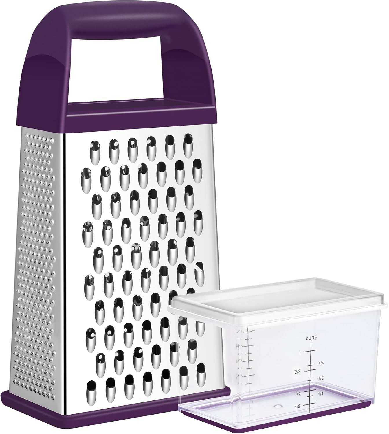 Urbanstrive Cheese Grater With Container Box Grater Stainless Steel Graters for Kitchen Cheese Shredder Parmesan Shredder Kitchen Gadgets Kitchen Tools Kitchen Gifts for Chef Dishwasher Safe Zester