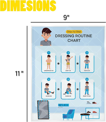 Morning Routine Chart for Kids – Step-by-Step Visual Schedule (9x12 Laminated) | Self-Care Educational Chart for Children, Special Needs & Autism – Morning Routine Support – English