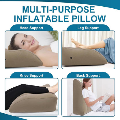 Inflatable Leg Elevation Pillow, Wedge Pillow for Sleeping, Portable Wedge Pillow, Improve Circulataion and Reduce Swelling, for Sleeping, Recovery, Pregnant (Grey)