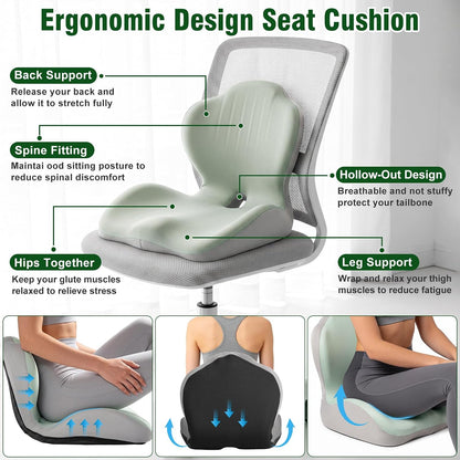 Car Seat Cushion Office Chair Cushion with Lumbar Support Pillow