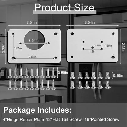 2Pairs Thick Hinge Repair Plate Kit with Hole for Cabinet Door | Rust Resistant, Stainless Steel Plate Repair Brackets, Easy Installation with Mounting Screws Fixing for Kitchen Cupboard