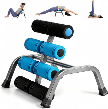 Mini Inversion Table Back with Massage Rollers Stretching Fitness Device | 400LBS Heavy Duty Compact Foldable Spinal Decompression Machine for Household Workout