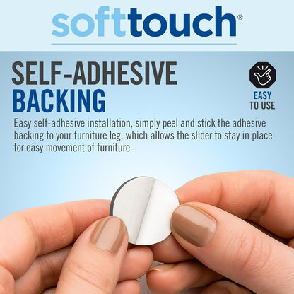 SoftTouch 1.5" Round Reusable Felt Furniture Sliders for Hard Surfaces, Noise-Reducing Adhesive Furniture Moving Pads for Beds, Sofas, Dressers, Set of 24, Beige