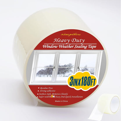 Transparent Weather Sealing Tape, 3-Inch x 85FT, Clear Draft Isolation Sealing Film - Clear Draft Stopper Adhesive Tape for Doors, Windows and Shower Glass Gaps