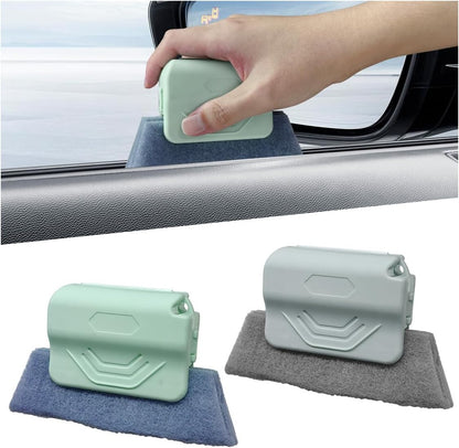 2PCS Magic Window Track Cleaner, Window Groove Cleaning Brush Tools Set, Hand-held Window Track Cleaner, Vehicle Clean Accessory for Sliding Door, Sill, Tile Lines, Shutter, Car Vents (GN&PK)