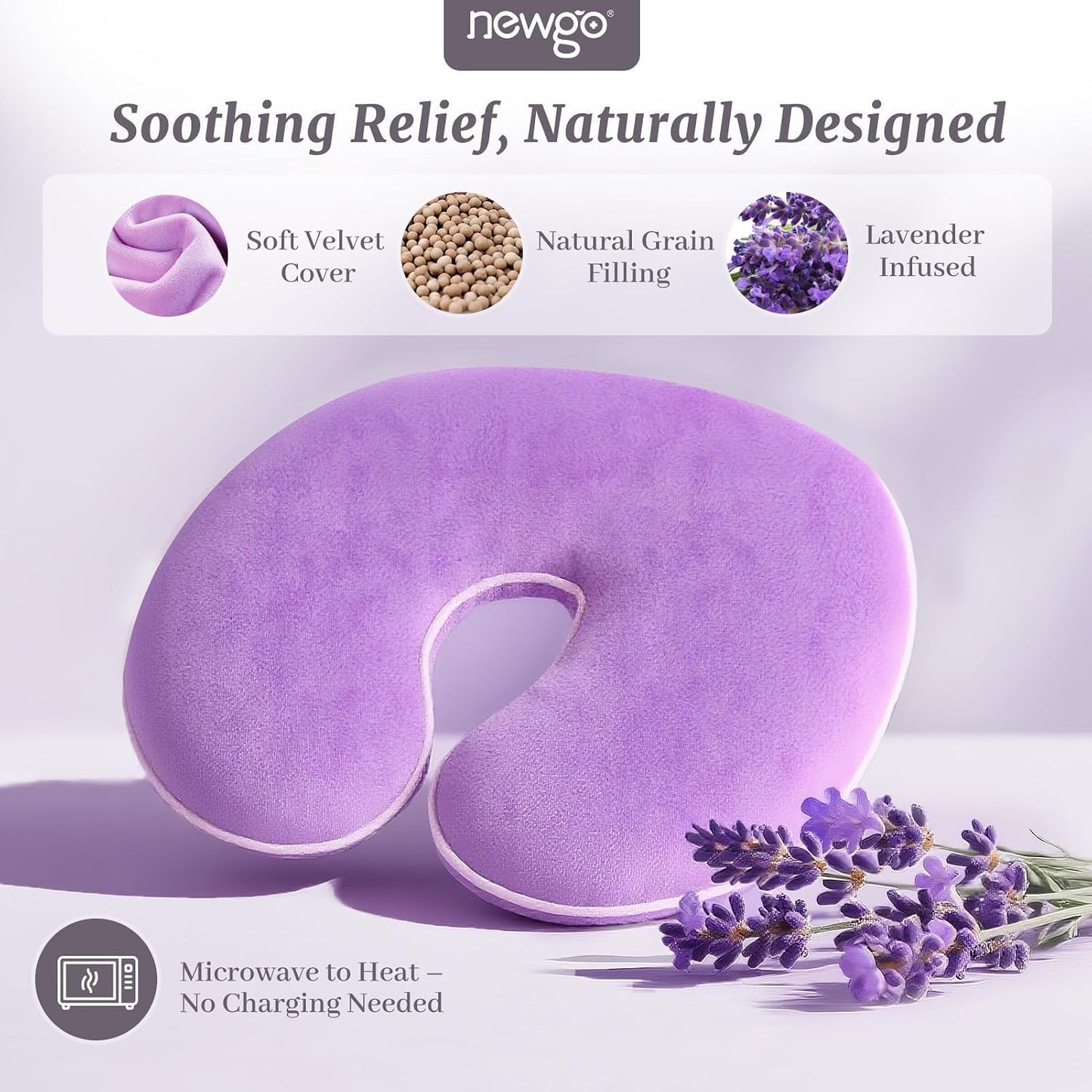 NEWGO Face Heating Mask, Moist Heat for Sinus & Migraine, Purple | Reusable and Easy to Use, Microwavable Warm Compress for Sinus Pressure, Migraine, and Tension Headache Relief