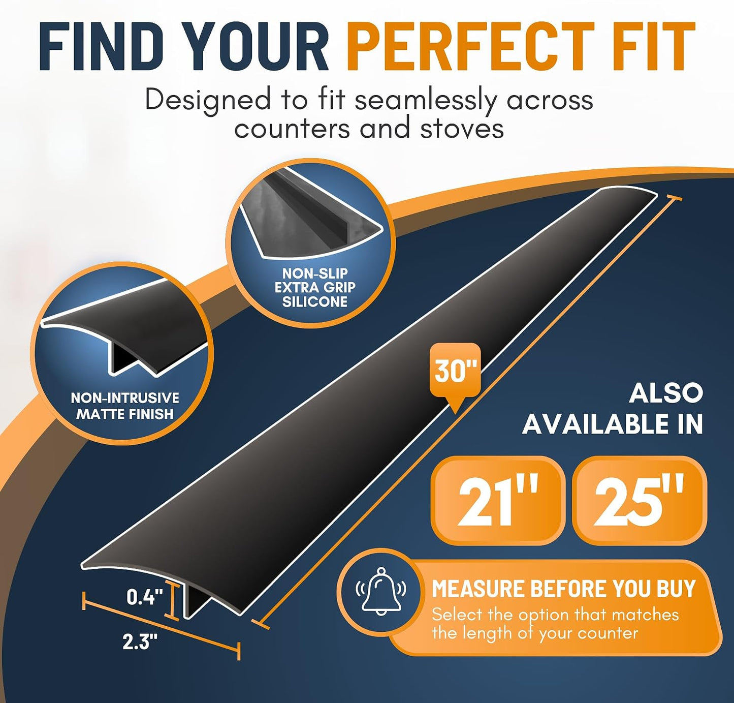 Linda’s Essentials Silicone Stove Gap Covers (2 Pack), Heat Resistant Oven Gap Filler Seals Spaces Between Stovetop and Counter, Easy to Clean Stove Side Guard (30 Inches, Black)