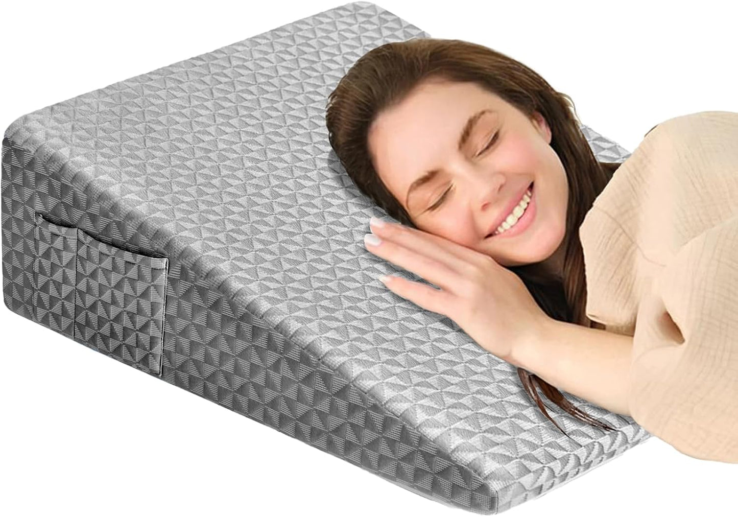 8" Leg Elevation Pillow, Memory Foam Wedge Pillow for Leg & Knee Support | Knee, Hip & Ankle Support. Elevates Legs For Comfortable Sleeping, Resting, And Recovery With A Supportive Wedge Shape.