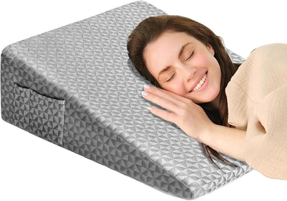 8" Leg Elevation Pillow, Memory Foam Wedge Pillow for Leg & Knee Support | Knee, Hip & Ankle Support. Elevates Legs For Comfortable Sleeping, Resting, And Recovery With A Supportive Wedge Shape.