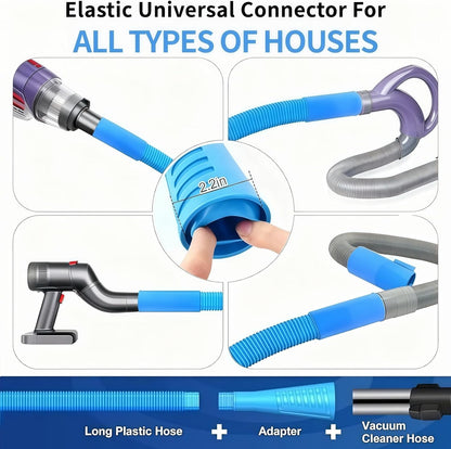Dryer Vent Cleaner Kit - Universal Vacuum Hose Attachment & Lint Brush, Effectively Clean Clogged Dryer Ducts, Fit Most Vacuums for Dryer, Refrigerator Coils & Behind Appliances (Blue)