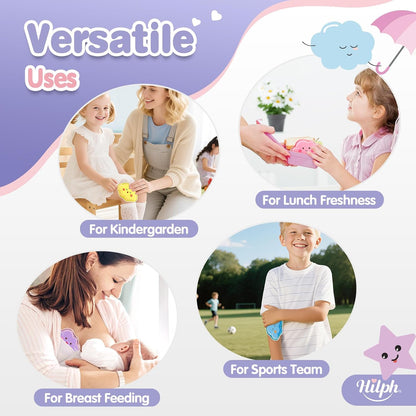 Hilph Kids Ice Packs for Boo Boos, 4 Gel Ice Packs for Injuries Reusable | Cute Soft Gel Cooling Pad, Small Cold Pack for Toddler Baby Childs, Hot Cold Compress for Pain Relief Bumps Bruises Toothache