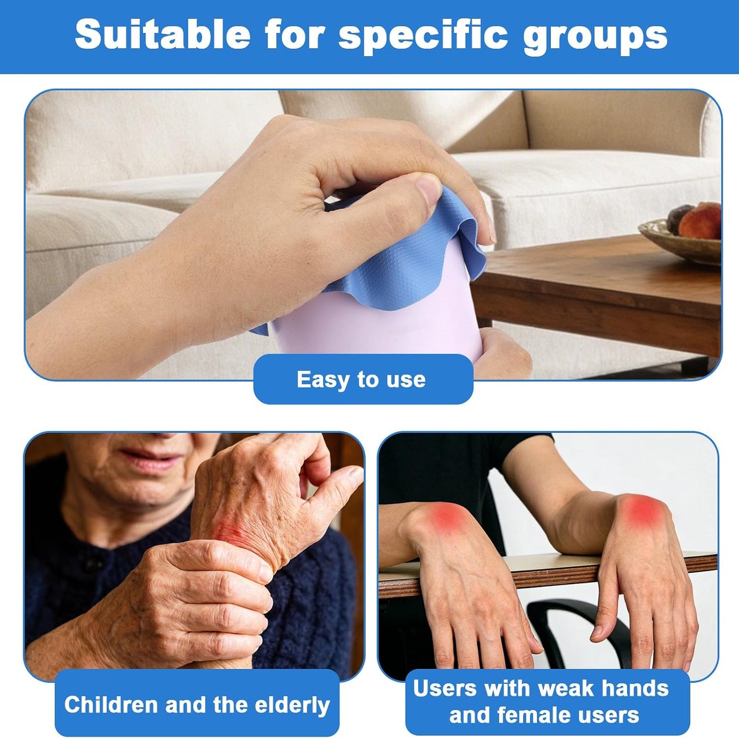 LUTER 4pcs Jar Opener Gripper Pad for Seniors with Weak Hands, Rubber | Multi-function Silicone Bottle Opener Lid Cap Rubber Gripper Pads Kitchen Coasters Gadgets, Light Blue, Green